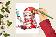 Christmas Nurse Girl Sublimation, a Seasonal Illustration by Craft Nest (Thumbnail 2 of 5)