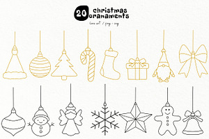 Christmas Ornament Line Art, a Decorative Illustration by DENIDigitalArtSudio