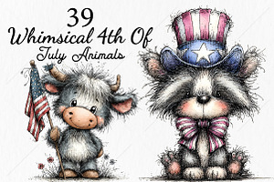 Whimsical 4th Of July Animals PNG, a Seasonal Illustration by Canvas Craft