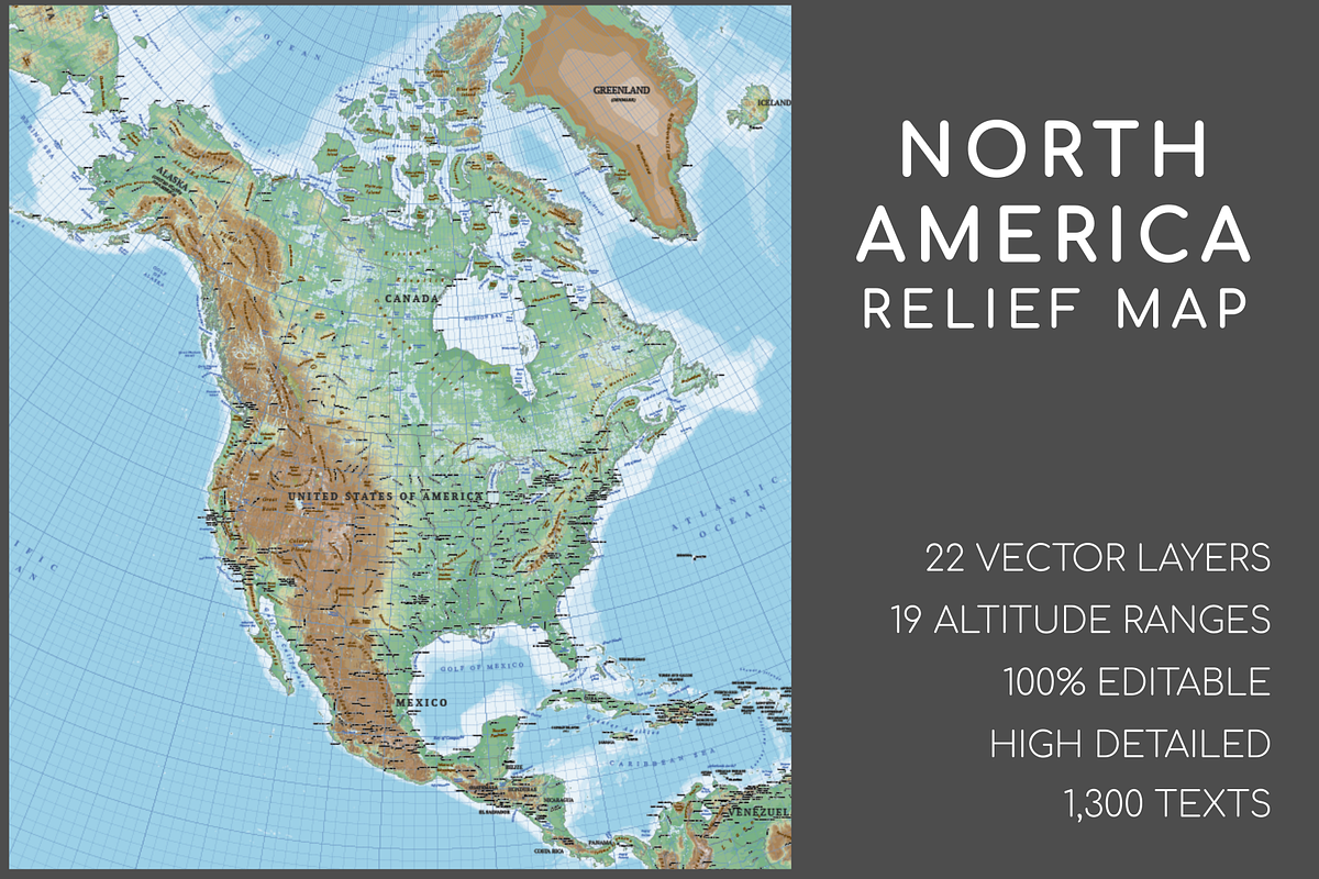 Shaded Relief Map of North America, an Education Illustration by Cartorical (Photo 1 of 7)