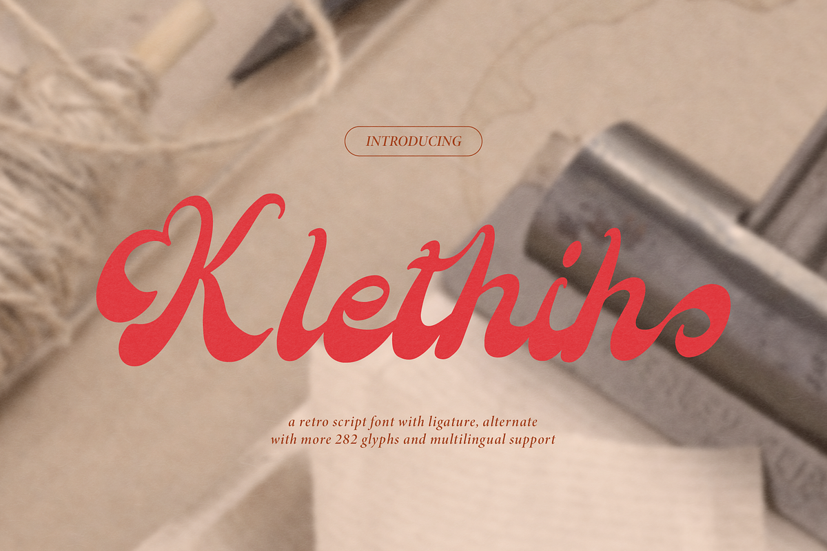 Klethih | Retro Script Font, a Script Font by Denustudios (Photo 1 of 15)