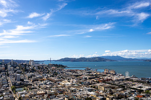 Panoramic view of San Francisco Bay and downtown skyline, USA, an Architecture Photo by GoodGoods