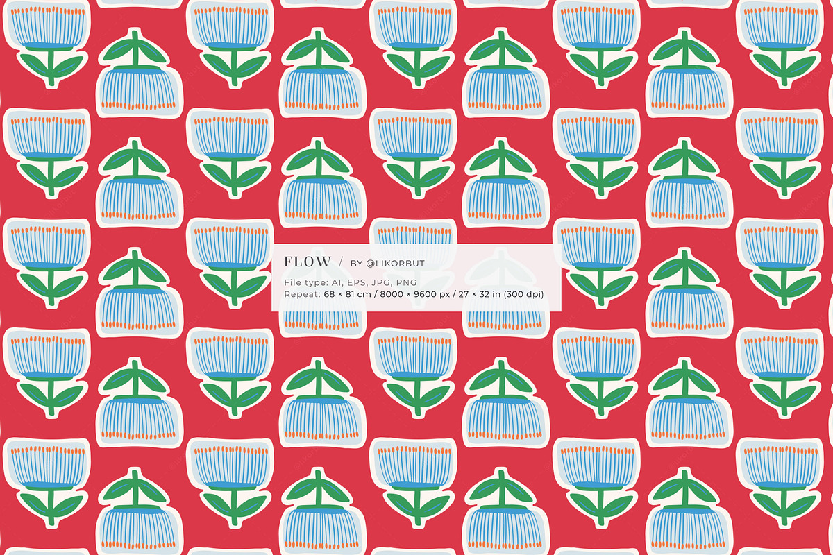 Flow Abstract Modern Flower Pattern, a Pattern Graphic by likorbut (Photo 2 of 10)