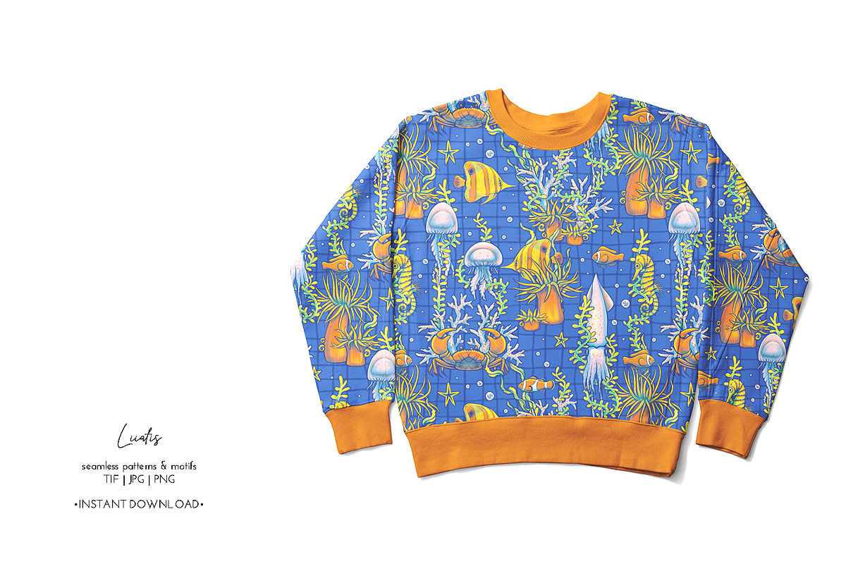 OCEAN Patterns & Clipart, a Decorative Illustration by Liiafis (Photo 15 of 15)