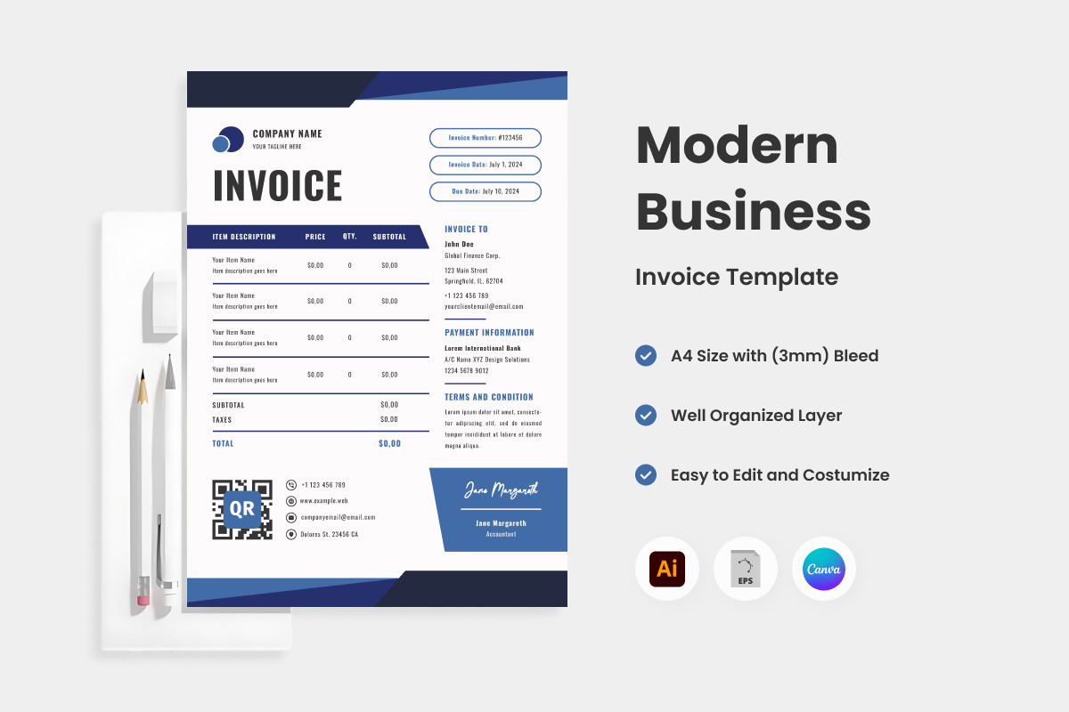 4 Modern Business Invoice Template, a Print Template by twinstd (Photo 4 of 4)