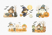 Cute Halloween Clipart PNG Set., a Decorative Illustration by kaisorn (Thumbnail 2 of 9)