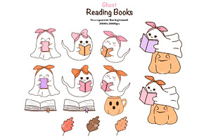 Ghost Reading Books Clipart