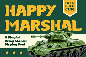 Happy Marshal Playful Army Stencil F, a Font by PutraCetol Studio