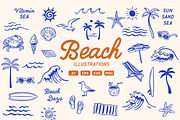 Beach Illustration Set, an Illustration by cd-design.co (Thumbnail 1 of 6)