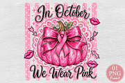 In October We Wear Breast Cancer PNG, a Seasonal Illustration by Rose Art (Thumbnail 1 of 4)