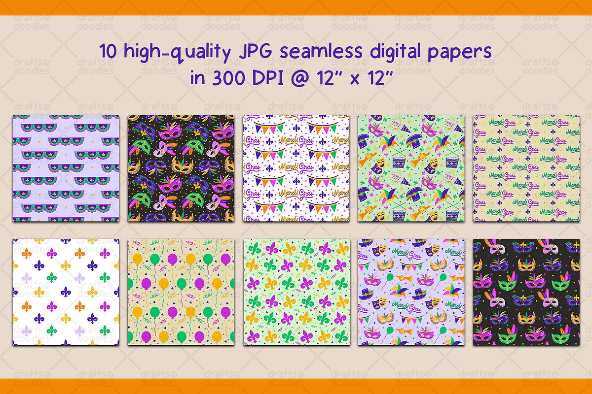 Mardi Gras Graphic Set, a Pattern Graphic by Drafts n Doodles (Photo 4 of 6)