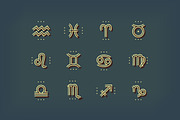 Thin line zodiac icons set, an Icon by painterr (Thumbnail 1 of 3)