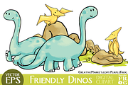 VECTOR - FRIENDLY DINOS - Clipart, an Animal Illustration by Purple Frog (Thumbnail 4 of 5)