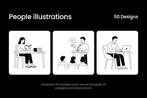 50 People Line Illustration Bundle, a Person Illustration by Brickclay