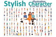 Stylish Characters illustrations, an Illustration by Vector Portal (Thumbnail 1 of 6)