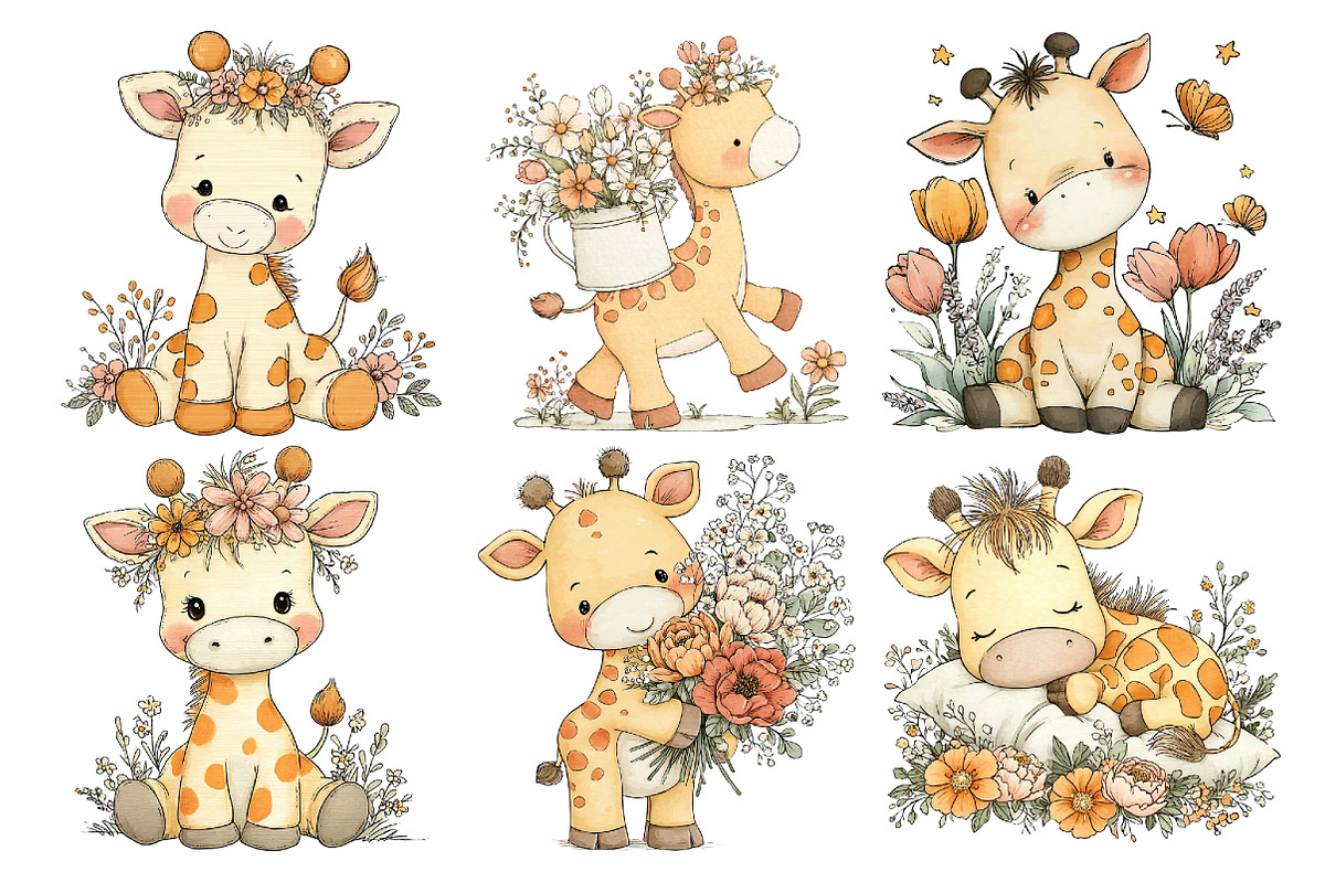Cute Baby Giraffe Clipart, an Animal Illustration by Creative Art (Photo 5 of 7)
