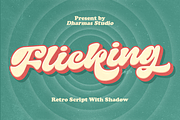Flicking - Groovy Retro (Shadow), a Script Font by Dharmas Foundry (Thumbnail 1 of 13)