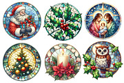 Christmas Round Stained Glass Clipar, an Illustration by Designworld (Thumbnail 2 of 6)