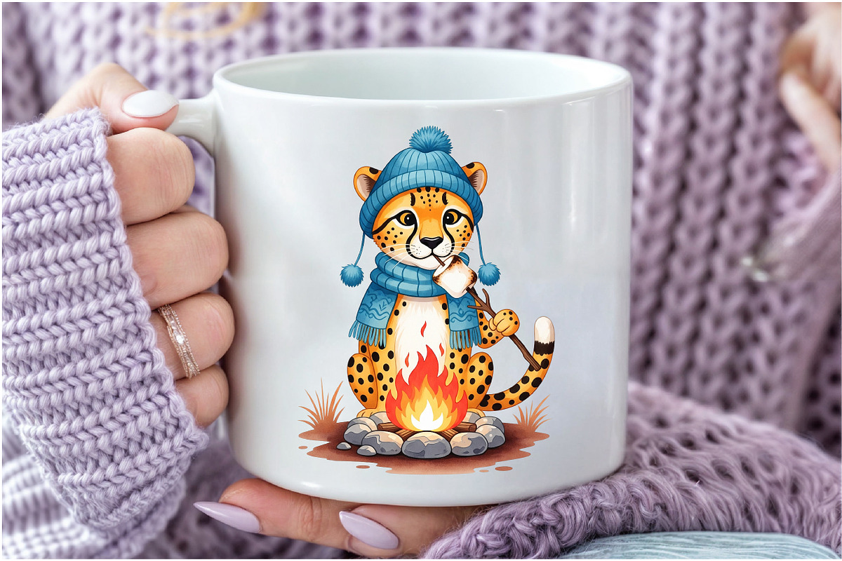Watercolor Autumn Cheetah Clipart, an Illustration by Craft Nest (Photo 6 of 9)
