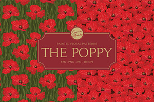 Painted Floral Patterns - The Poppy, a Pattern Graphic by Euonia Meraki