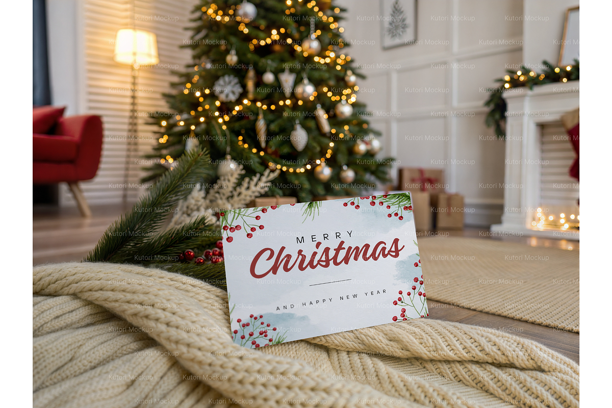 Festive Greeting Card Mockup in Room, a Product Mockup by MockupWizard (Photo 5 of 5)