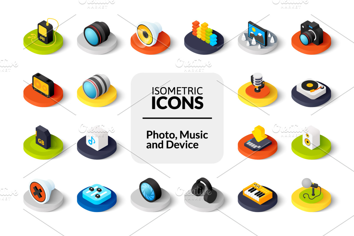 Isometric icons - Photo and Music, an Icon by sidmaydesign (Photo 1 of 3)