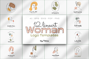 Woman Line Art Logo Templates, a Branding & Logo Template by Telllu & Friends (Thumbnail 1 of 9)