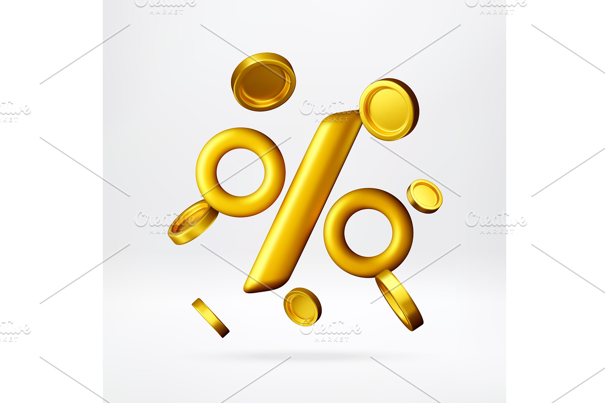3D Golden percentage symbol with, a Finance Illustration by Abscent