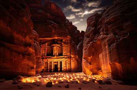 Al Khazneh temple in Petra, Jordan a, a Photo by Iftikhar Alam