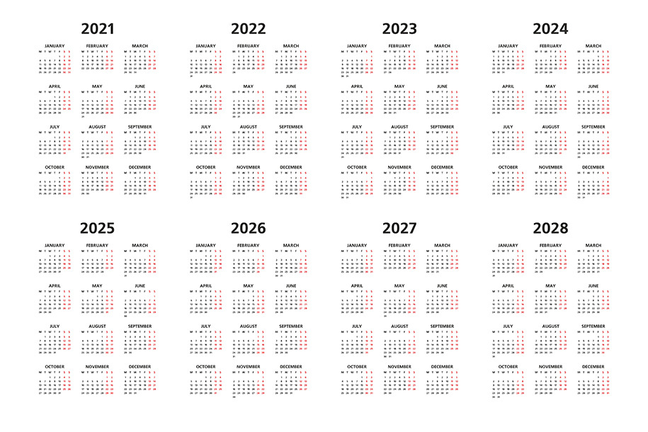 Calendar 2021, 2022 and 2028, a Work Illustration by Volyk