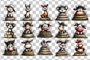 Hay Bale Animals Watercolor Clipart, an Animal Illustration by Nicolle's Colorful Art (Thumbnail 5 of 6)