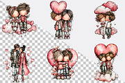 Whimsical Valentine Couple Clipart B, an Illustration by SVGArt (Thumbnail 2 of 8)
