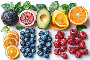 Bright, colorful assortment of fresh, a Photo by Tanuart