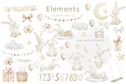 Watercolor Bunny Baby Clipart, an Illustration by Alisles (Thumbnail 2 of 14)