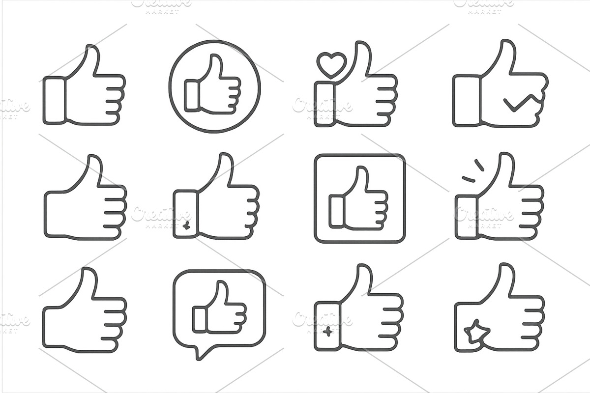 Various styles of thumbs up symbols, an Illustration by ZinetroN