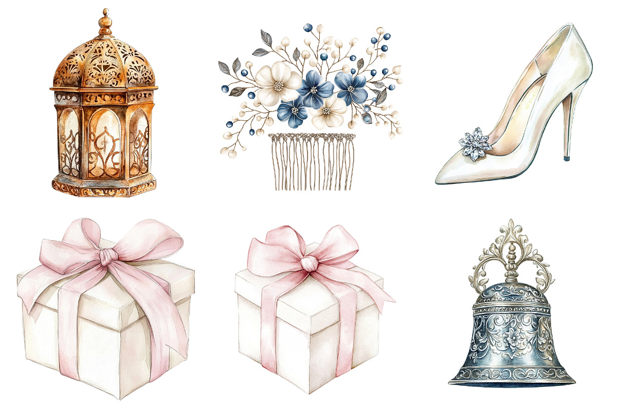 Watercolor Wedding Clipart Bundle, a Seasonal Illustration by CitraGraphics (Photo 2 of 7)