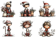 Whimsical Christmas Elf Boy Clipart, an Illustration by CraftArtStudio (Thumbnail 4 of 6)