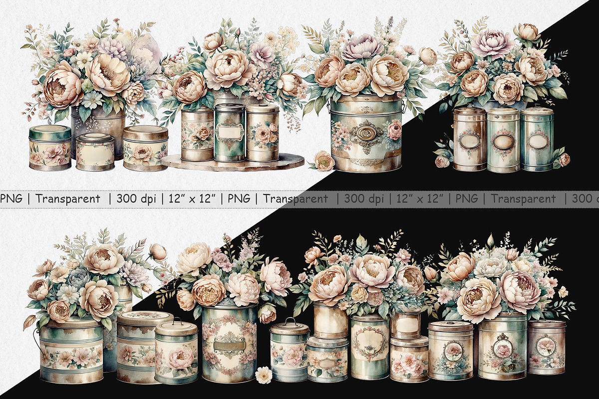 Floral Metal Tin Clipart, a Graphic by Artnoy (Photo 2 of 5)