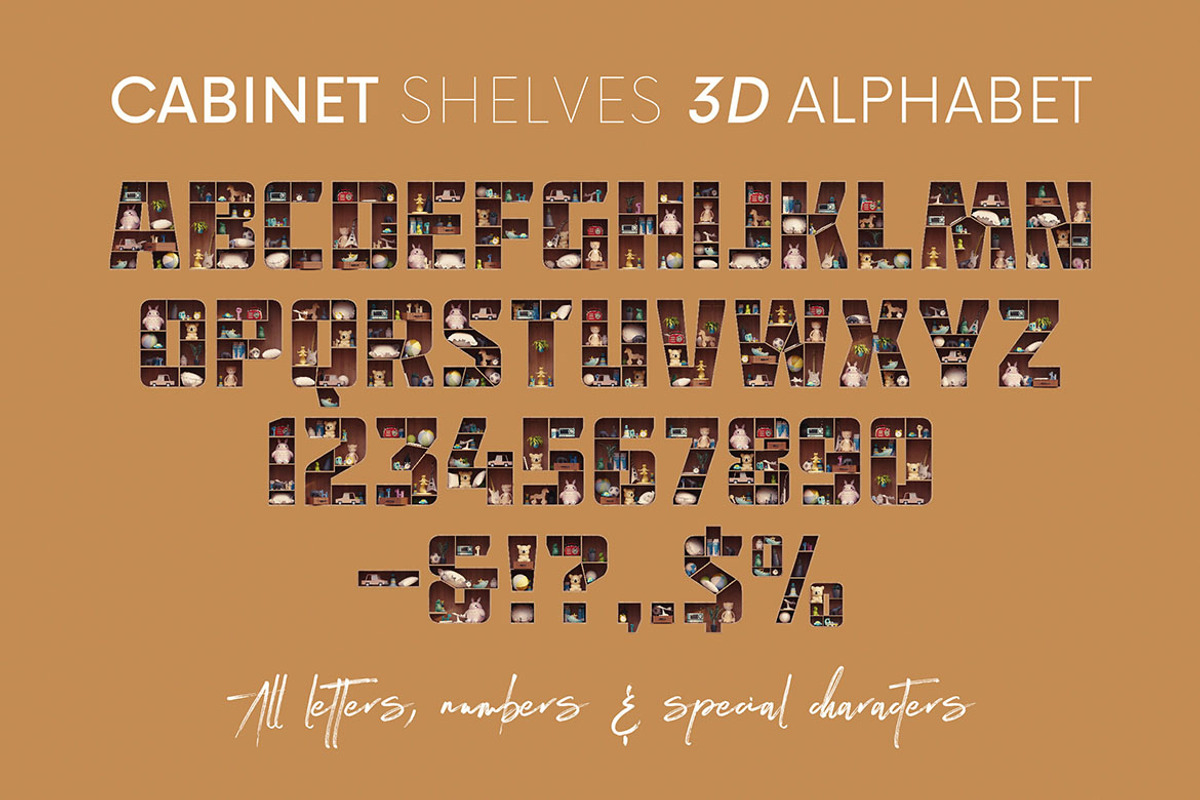 Cabinet Shelves - 3D Lettering, an Object Graphic by MIIM