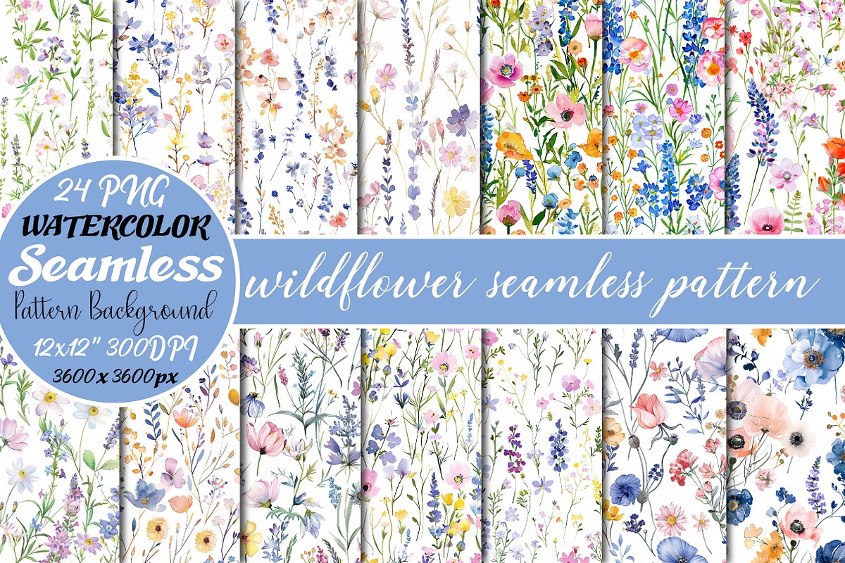 wildflower seamless patterns, a Pattern Graphic by DreamCafeArt (Photo 1 of 5)