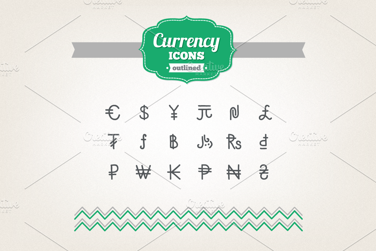 Hand drawn currency icons