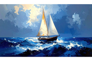 Oil painting of sailboat navigating, a Nature Photo by Igor Tichonow
