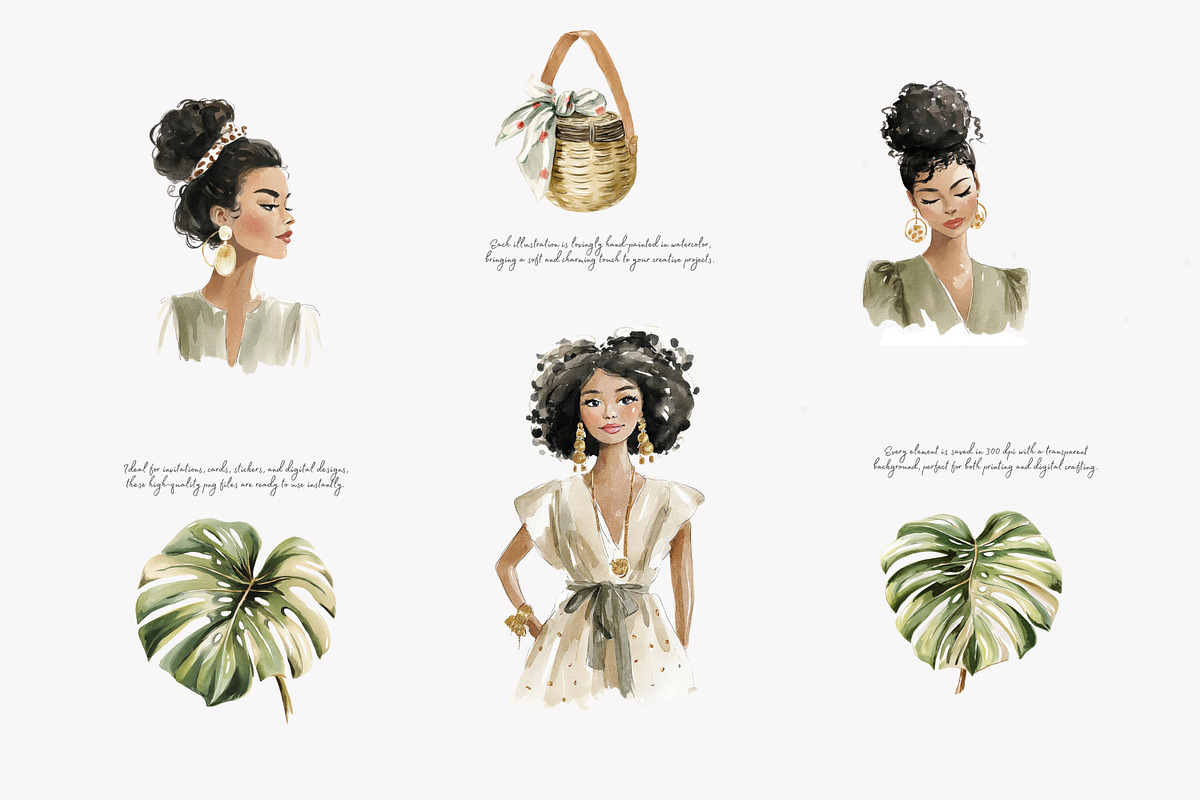 Summer watercolor clipart set, a Decorative Illustration by Patishop Art (Photo 4 of 9)