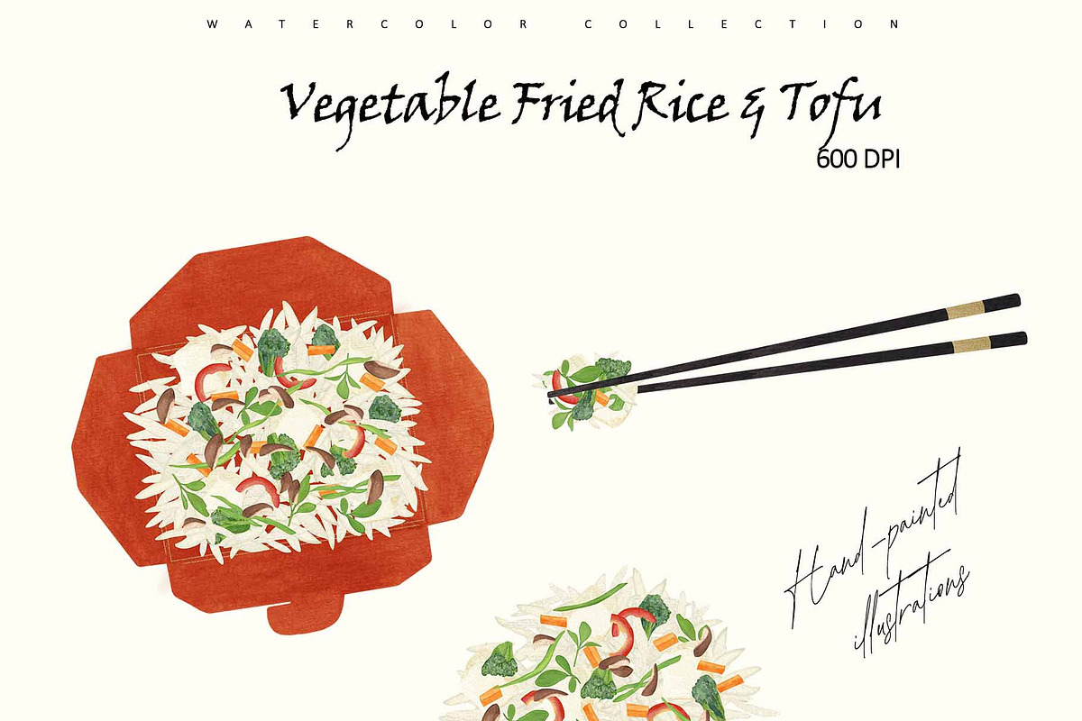 Fried Rice Watercolor Recipe Set, a Food Illustration by Sunshine Art (Photo 8 of 13)