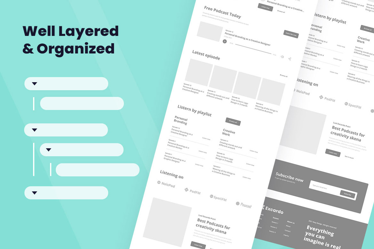 Podcast Wireframe Website, a Wireframe Template by INSPR STD (Photo 2 of 6)