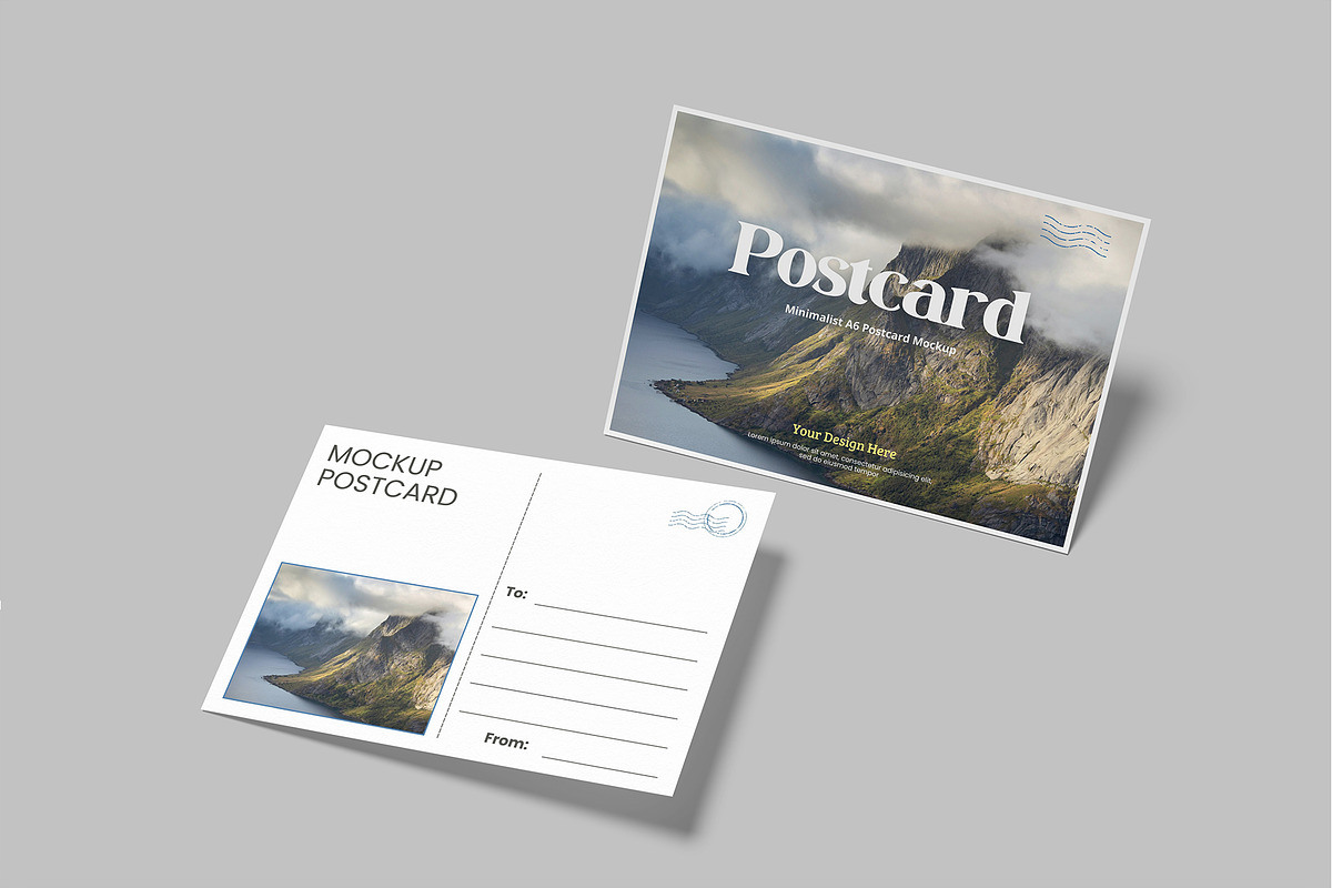 Minimalist A6 Postcard Mockup, a Card Template by lamorastudio (Photo 3 of 11)