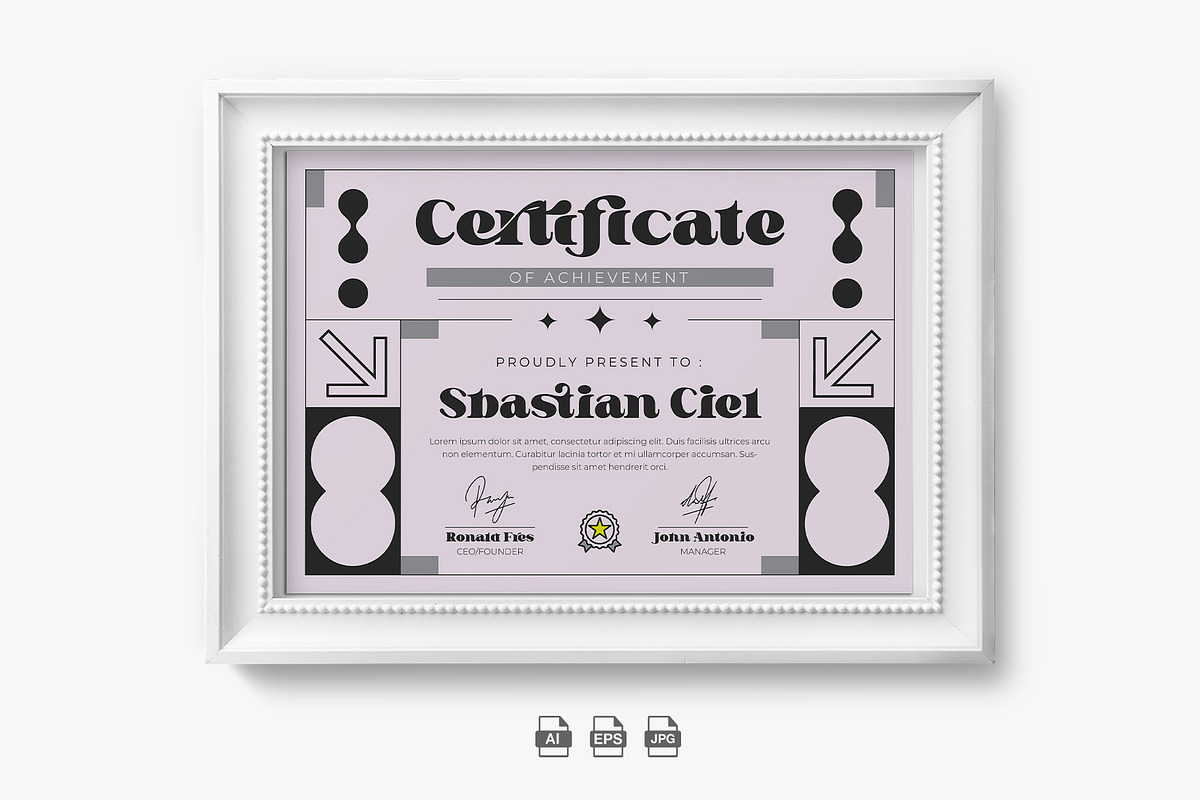 Brutalism Certificate Template, a Stationery Template by Artnivora.Std