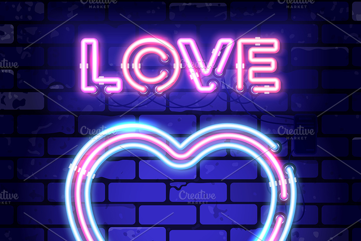 Valentines Day Neon Signboards, a Decorative Illustration by TAlex (Photo 5 of 6)