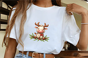 Christmas Cow Coquette Bow Clipart, an Illustration by CrexoraLab (Thumbnail 4 of 5)