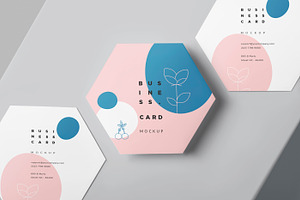 Hexagon Shape Business Cards Mockups